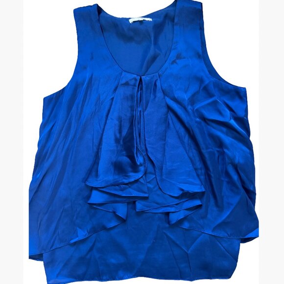 Violet & Claire Blue Sleeveless Ruffle Layered Blouse Size M - Picture 1 of 7